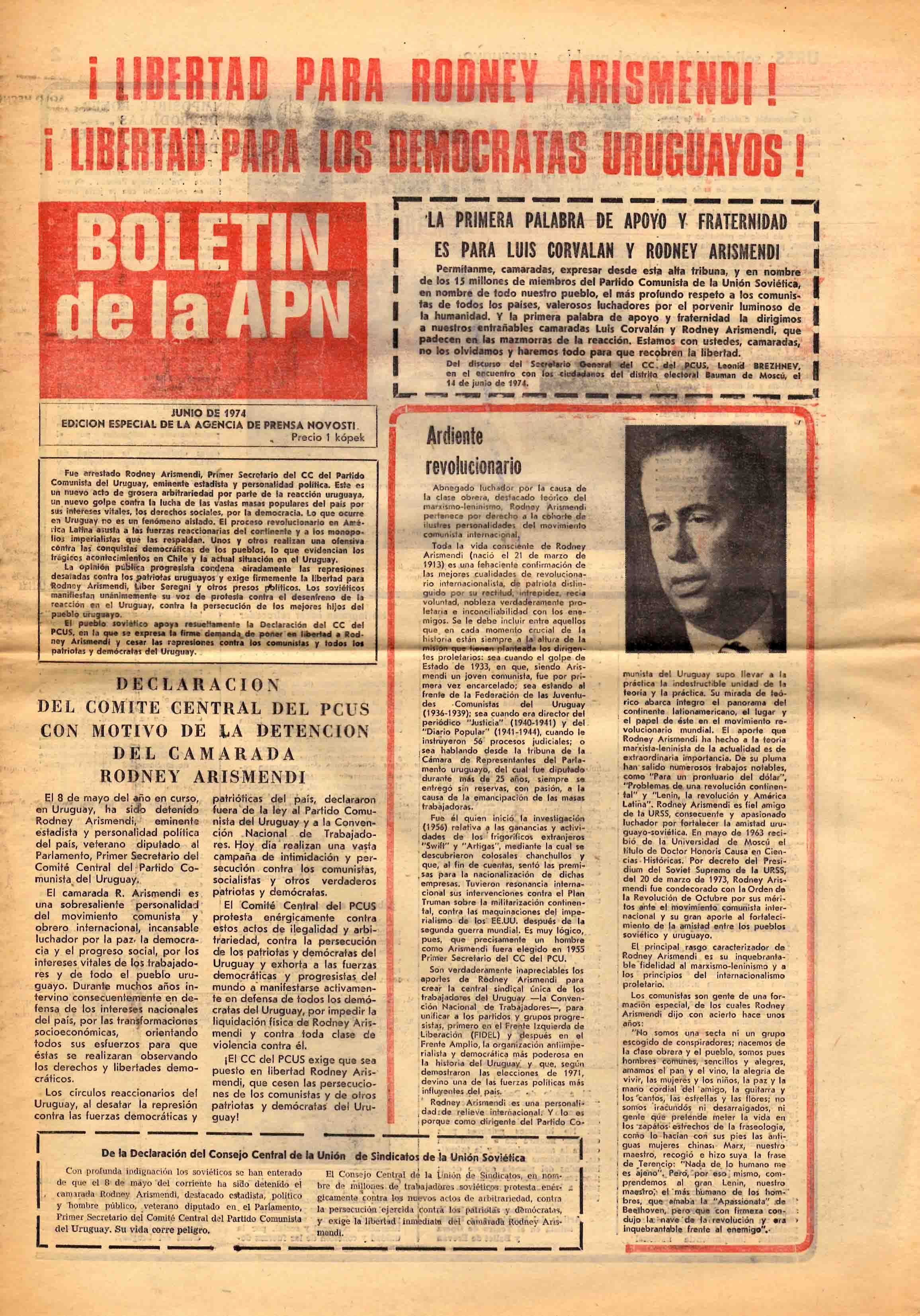 Boletin de la APN. Edicion especial de la Agencia de prensa Novosti
